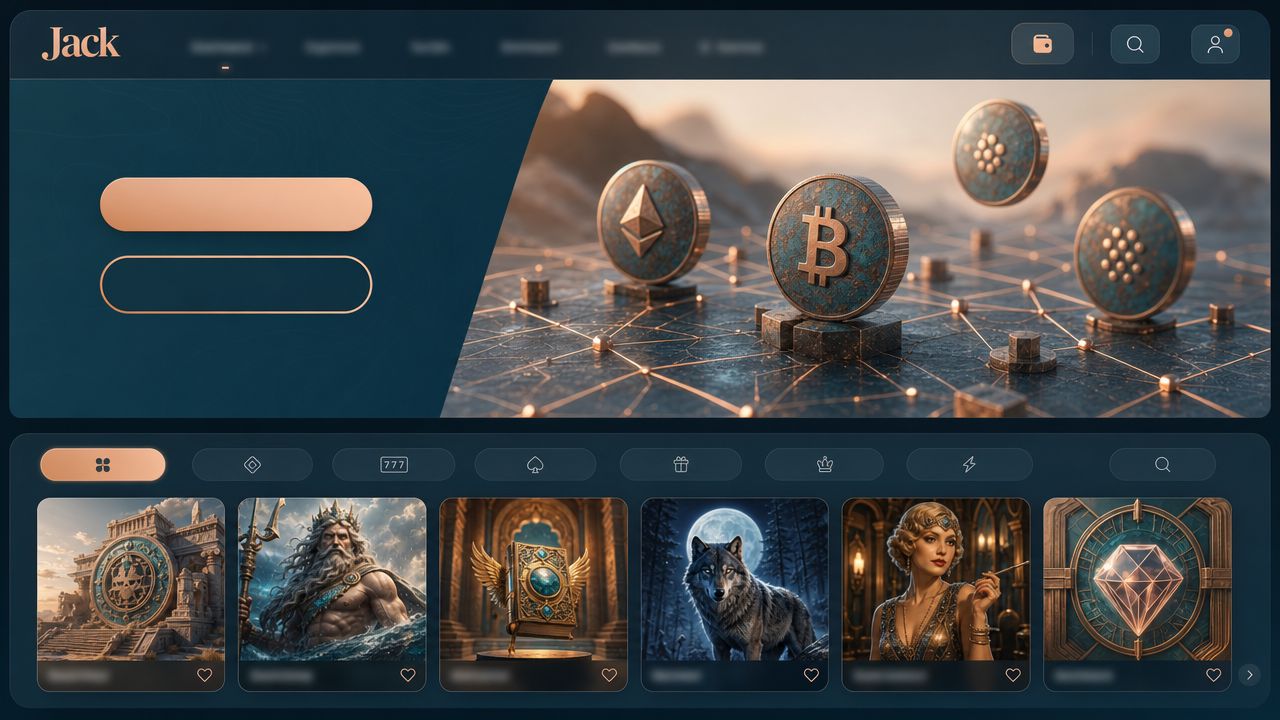 Startseite des Online-Casinos Jack in der Desktop-Ansicht